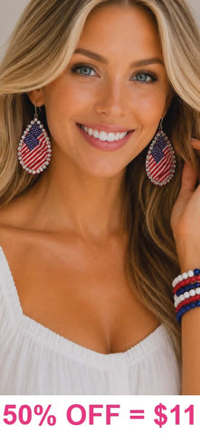 USA Flag earrings with bling trim