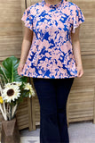 Blush & Blue floral top with cap sleeves