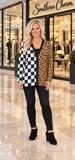 Checkered & Brown Leopard cardigan