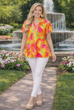 Orange, Pink, Yellow flutter sleeve top