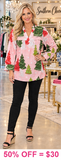 Christmas tree blush pink blouse