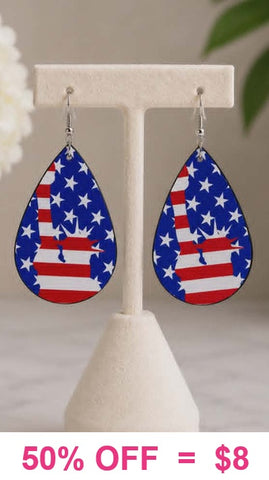 Liberty USA flag teardrop earrings