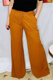 Tan Wide Leg Pants with pockets