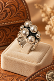 Burnished Silver Bubble Studs stretch ring
