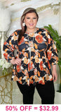 *Rust Floral Baby Doll Top