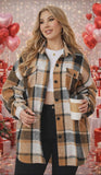 L,XL,2X,3X : Tan plaid shacket