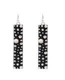 Silver studded bar earring with rhinestone detail