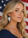 Cream stone heart earrings with bling trim