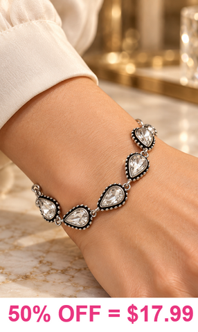 Bling Teardrop stones bracelet with magnetic clasp