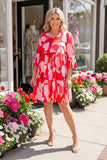 Red floral baby doll dress - loose fit