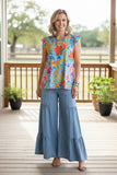 Light Blue floral top cap sleeves