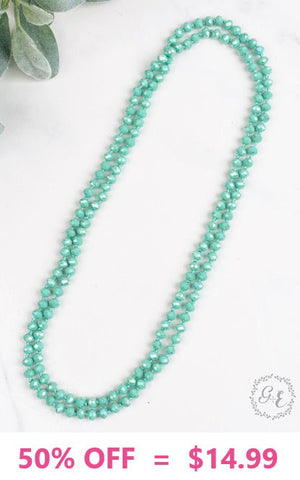 Turquoise Crystal Long 60" Layering Necklace