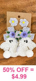 Easter Bunny & lavender Cross beaded earrings