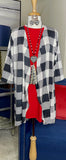 Drape Front Cardigan White Buffalo Plaid