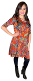 S, M, L,: Rust Paisley Flutter Dress with Criss Cross Neck