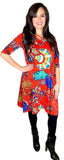 S,M, L : Tangerine Floral Flutter Dress with Criss Cross Neck