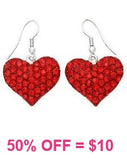 Red Bling Rhinestone Heart earrings