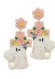 Easter Bunny & lavender Cross beaded earrings