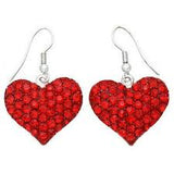 Red Bling Rhinestone Heart earrings