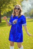 Blue sequin Football dress