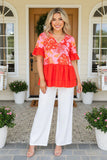 Pink & Orange Ruffle Top