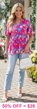 Pink baby doll top blue floral print
