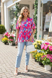 Pink baby doll top blue floral print