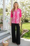 Pink & White Design Printed Top