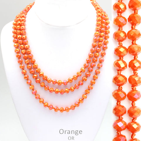 Orange Crystal Strand Layering 60" Necklace*
