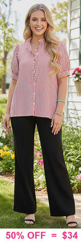 Red & White striped blouse