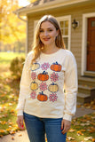 Pumpkin & Flowers Cream Long sleeve top