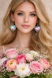 Bling Heart Gem earrings with turquoise studded border