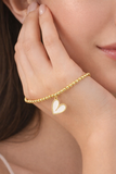 White heart charm Gold beaded bracelet