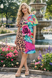 S,M,L,XL Leopard, Pink Rose, Colorful TieDye Dress
