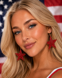 Bling Red Rhinestone STAR Earrings