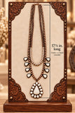 Copper color Navajo like Pearl Double Strand Necklace with Cream triangle pendants