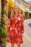 Orange & Pink Printed Dress