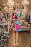 S,M,L,XL Leopard, Pink Rose, Colorful TieDye Dress