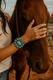 Turquoise Inlay & Stone Western Concho Stretch Bracelet