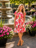 Pink & Red Floral Layered Dress