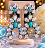 ** Big AB Bling Squash dangle earrings with turquoise stone