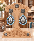 Western Metal Teardrop w/Stone Concho Post Earring