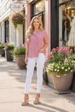 2X, 3X Red & White striped comfy blouse