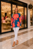 Teal & Coral floral long sleeve