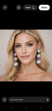 Silver AB Bling triple heart earrings