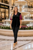 Black Velvet Pink embroidery blouse