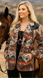 L,2X,3X : Brown Tribal jacket with sequins