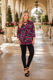 Pink, Black, Mint criss cross neck top