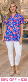 Beautiful Blue, Floral, flutter top