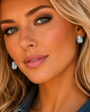 Silver AB Glitter teardrop stud earrings